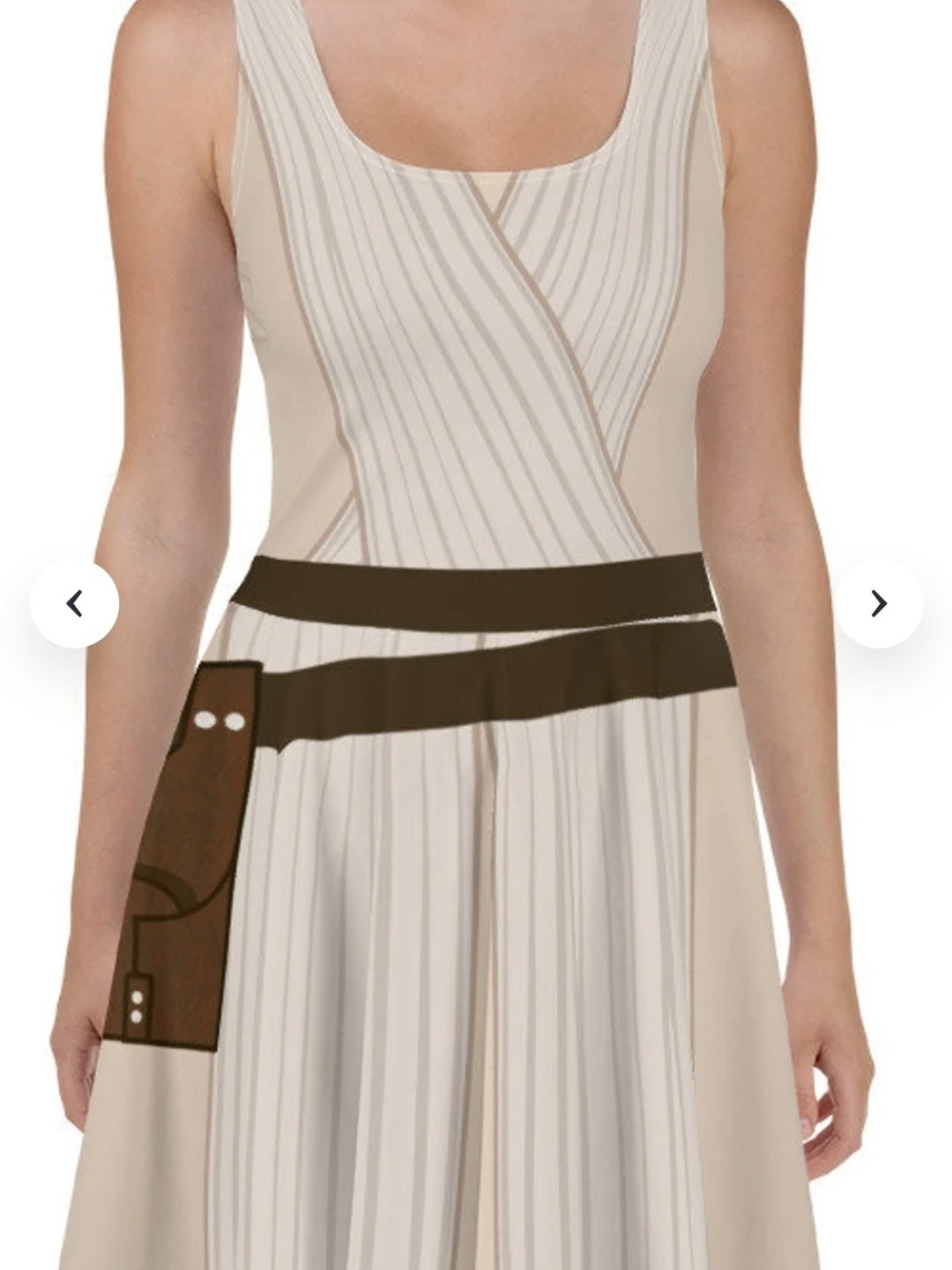Cream and Brown Star Wars Sleeveless Dress with Belt Detail